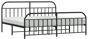 Estrutura de cama com cabeceira e pés 200x200 cm metal preto