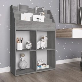 339531 vidaXL Suporte revistas infantil 71x30x114 cm aglom. cinzento cimento