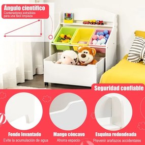 Organizador de livros e brinquedos para crianças com 3 caixas para jardim de infância e educação em casa 63,5 x 38 x 76 cm  Branco