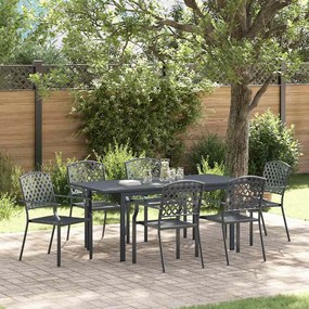 vidaXL Conjunto de Jantar Jardim Manual 7 pcs Antracite Padrão Metal