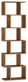 Estante com seis prateleiras abertas 24 x 40 x 191 cm Castanho vintage