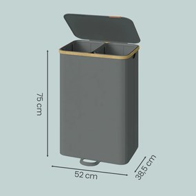 Cesto da roupa suja com tampa 150L, 52 x 38,5 x 75 cm cinzento