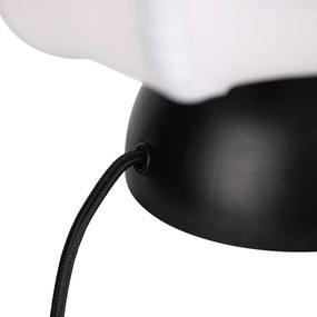 Candeeiro de Mesa Japandi Preto com Abajur Branco - Nori Japandi