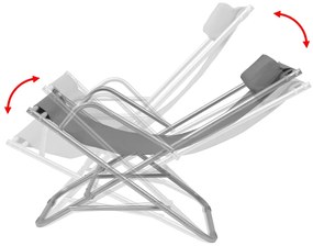 Cadeiras de jardim reclináveis 2 pcs aço cinzento
