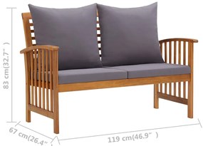 2 pcs conjunto lounge de jardim c/ almofadões acácia maciça