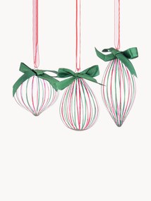 Christmas Tree Pendants Stripe Trans, Set of 12