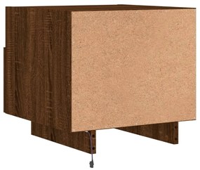 Mesas cabeceira c/ luzes LED 2 pcs 40x39x37cm carvalho castanho