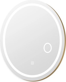 Espelho Oval de Banho, 60 x 50 x 4 cm, Iluminação LED Regulável, Cinzento prateado