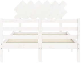 Estrutura de cama com cabeceira 120x200cm madeira maciça branco
