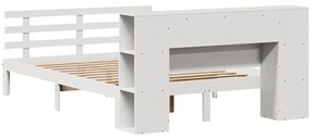 Cama com estante sem colchão 140x200 cm pinho maciço branco