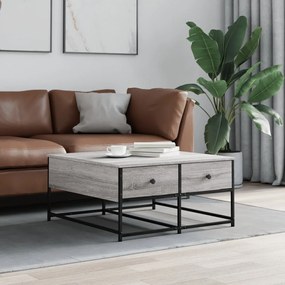 Mesa de centro 80x80x40 cm derivados de madeira cinzento sonoma