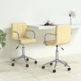 vidaXL Cadeiras de jantar giratórias 2 pcs couro artificial cor creme
