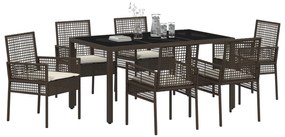 Conjunto de Jantar para Jardim de 7 Peças com Almofadas em Rattan Sint