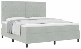 Cama Box Spring com Colchão Cinza Claro Super King Veludo