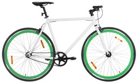 Bicicleta de mudanças fixas 700c 55 cm branco e verde