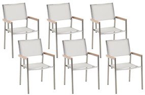 Conjunto de 6 cadeiras de jardim em metal e tela branca GROSSETO Beliani