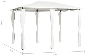 Gazebo 3x4x2,6 m com capas para postes 160 g/m² cor creme