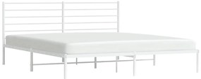 Estrutura de cama com cabeceira 200x200 cm metal branco