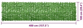 Tela de varanda com folhas verdes 400x100 cm