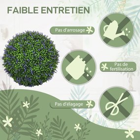 Conjunto de 2 bolas artificiais Ø 42 cm, plantas decorativas artificiais resistentes aos raios UV,  roxo e verde