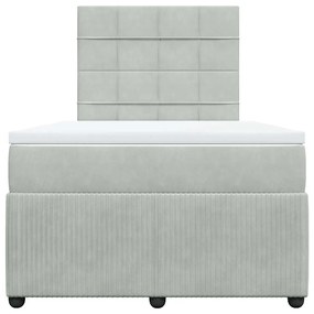 Cama boxspring com colchão 120x190 cm veludo cinzento-claro