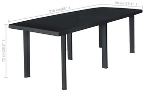 Mesa de jardim 216x90x72 cm plástico antracite