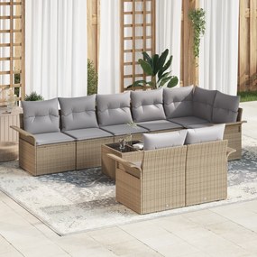 Conjunto de Sofá de Jardim de 9 Peças com Almofadas Rattan Polimérico