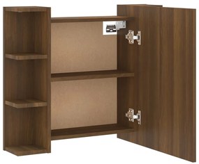 Armário espelhado com LED 70x16,5x60 cm carvalho castanho