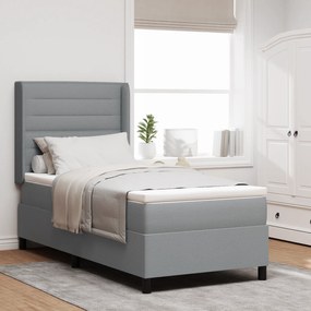 Cama Box Spring com Colchão Cinza Claro 90x190 cm Tecido
