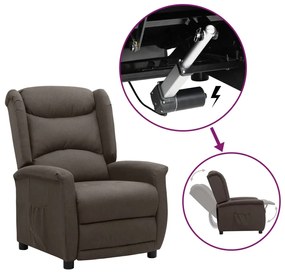vidaXL Poltrona elevatória tecido castanho