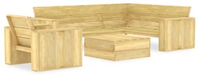 vidaXL 3 pcs conjunto móveis jardim madeira de pinho impregnada