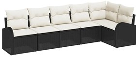 Conjunto de Sofá de Jardim vidaXL de 6 Peças com Almofadas Preto Ratta