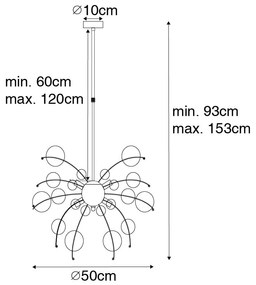 Luminária suspensa design latão com vidro fumê 8 luzes - Explode Art Deco,Design