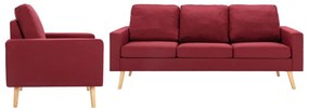 3056631 vidaXL 2 pcs conjunto de sofás tecido vermelho tinto