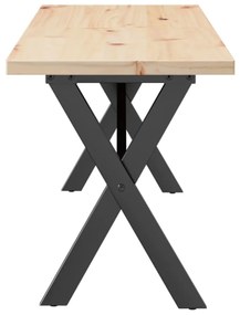 Mesa de centro estrutura em X 160x40x45,5cm pinho/aço