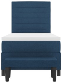 Cama com Estrutura de Molas com Colchão e Banco Azul 90x190 cm Tecido