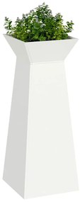 Pilar de Jardim com Vaso Branco 40x40x100 cm em Metal.