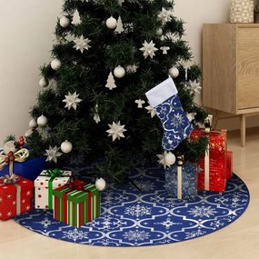 Saia de árvore de Natal luxuosa 150 cm com meia tecido azul