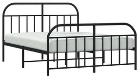 Estrutura de cama com cabeceira e pés 135x190 cm metal preto