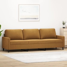 348772 vidaXL Sofá de 3 lugares 210 cm veludo castanho