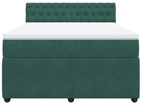 Cama com molas/colchão 140x200 cm veludo verde-escuro