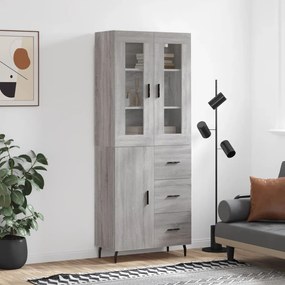 vidaXL Armário alto 69,5x34x180 cm derivados de madeira sonoma cinza