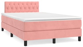 Cama box spring c/ colchão luzes e LED 120x190 cm veludo rosa