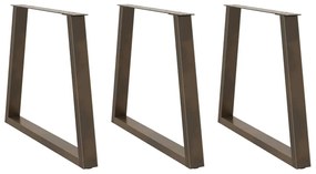 Pés para mesa de jantar em formato de V, 3 peças, aço natural, 70x(72-