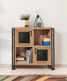 Estante/Aparador "Hakon" com 2 Portas - Pinho Atlântico e Preto - 89x8