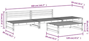 4 pcs conjunto lounge de jardim madeira de pinho impregnada