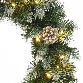 Grinalda de Natal com luzes LED 45 cm PVC verde