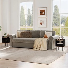 Conjunto de 2 mesas de cabeceira 40,5 x 35 x 56 cm com gaveta e prateleira aberta, pernas de metal, mesa auxiliar compacta para sala ou quarto, preta