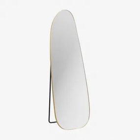 Espelho De Pé Irregular 55x165 Cm Em Alumínio Naruvan Amarelho Ouro - Sklum