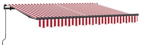 Toldo Retrátil Manual Vermelho e Branco e Antracite 3.5 x 2 m
